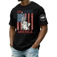 thumbnail image 3 of Men's 250 Years of Freedom Patriotic T-Shirt with Liberty Statue and USA Flag Graphic and Short Sleeves Featuring Crew Neck Design Black XXXXL, 3 of 6