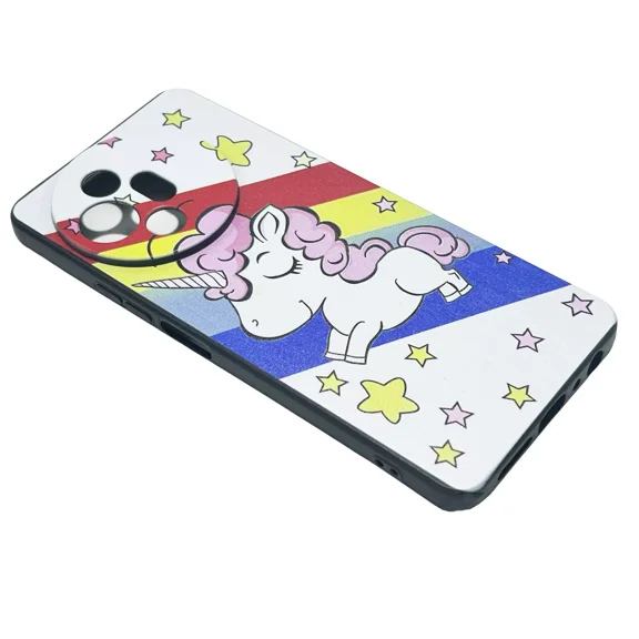 For TCL 50 XL 5G TPU 1-Piece Flexible Skin Cover Cell Phone Case   Tempered Glass - Unicorn