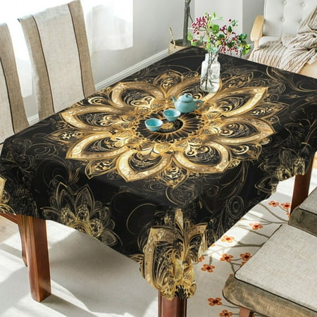 

BZSMCE Square Tablecloth Gold Blossom Fashion Printed Pattern Tableclothes