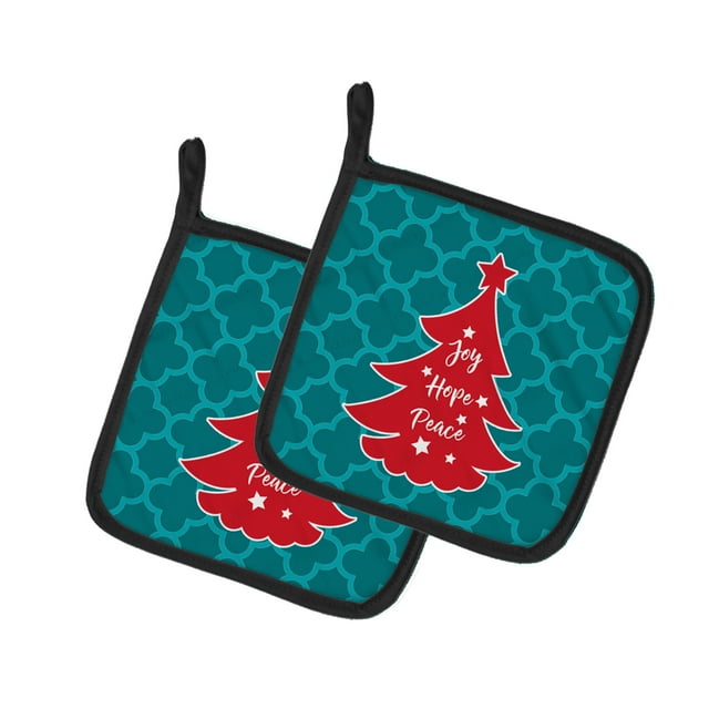 Carolines Treasures BB6970PTHD Sapin de Noël Turquoise Rouge Paire de Porte-Pots