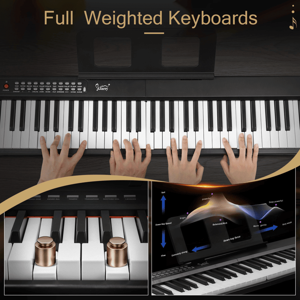 Tcbosik 88 Key Semi-Weighted Folding Digital Piano with Bag and Headphone, Electronic Keyboard with MIDI Bluetooth for Adult, Black