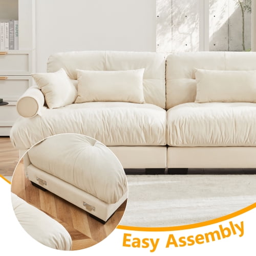 GAKMCIL 93.7" Loveseat Sofa, 2 Seater Modular Sectional Sofa, Large U Shaped Sectional Velvet Fluffy Couch,Deep Seat Sofas for Living Home