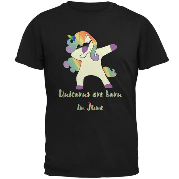 June Birthday Dabbing Unicorn Sunglasses Mens T Shirt Black LG