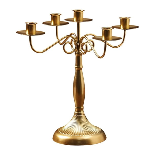 Candelabro de varios brazos, candelabro cónico, adorno para chimenea Oro con 5 brazos