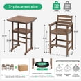 thumbnail image 6 of SERWALL Tall Adirondack Chairs and Table 3 Pieces Set, Adirondack Bar Height Chairs Set of 2 and Bar Table, Outdoor Barstools Set for Balcony, Poolside, Backyard, Brown, 6 of 9