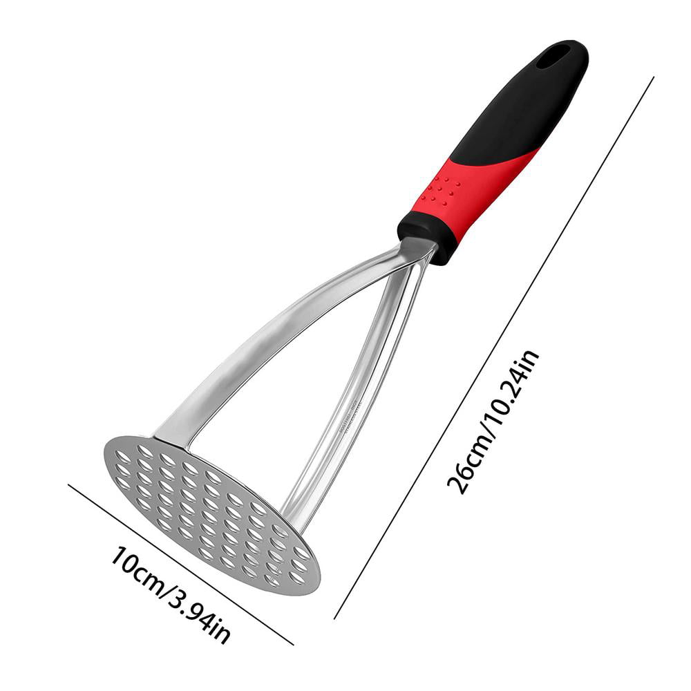 Zulay Kitchen Potato Masher with Premium Silicone - Coated - Ruby Red