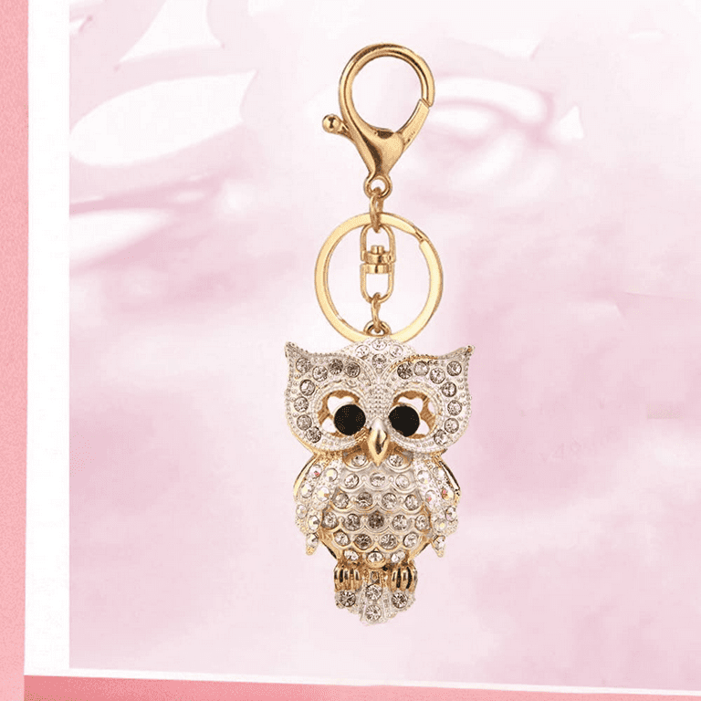 AVEKI Fashion Rhinestones Owl Keychain Gold Sparkling Alloy