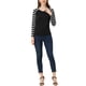 thumbnail image 2 of Camiseta de manga larga de rayas con cuello en V para mujer INSPIRE CHIC S negra, 2 of 6