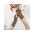 thumbnail image 5 of INSPIRE CHIC Women's Short Knitted Autumn Winter Fingerless Wrist Length Knit Gloves One Size Coffee Brown, 5 of 6