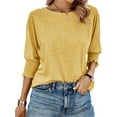 thumbnail image 3 of Half Sleeve Elastic Women Solid Color Summer T-Shirt Tops, 3 of 5
