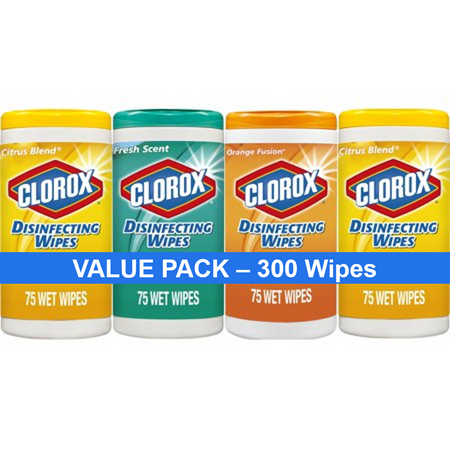 Clorox Disinfecting Wipes (300 Count Value Pack), Bleach Free Cleaning Wipes - 75 Count Each (Pack of