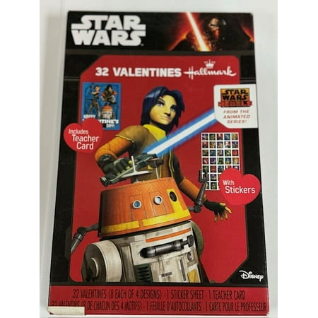 32 STAR WARS VALENTINE CARDS WITH STICKERS FROM STAR WARS REBELS ANIMATED SERIES BY HALLMARK