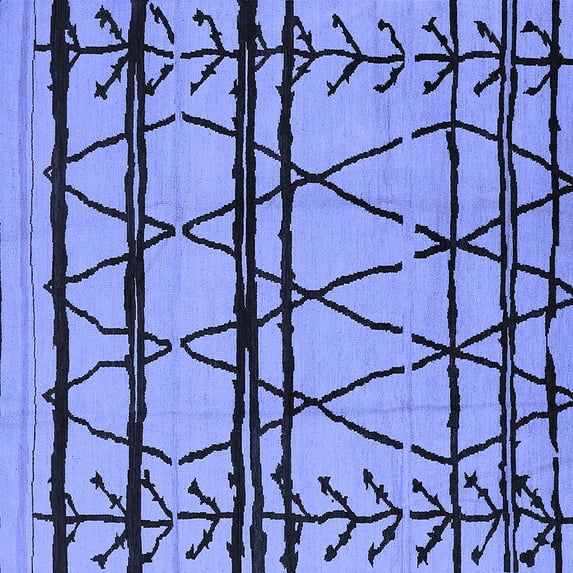 Ahgly Company Machine Washable Indoor Square Solid Blue Modern Area Rugs, 8' Square