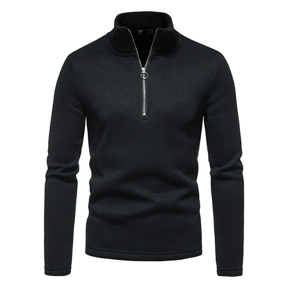 SWSMCLT Men's Quarter-zip Sweatshirt Long Sleeve Lightweight Regular Fit Stand Collar Zipper Mockneck Shirt Half Zip Up Pullover Tops Black Medium