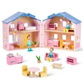 thumbnail image 1 of Casa de muñecas con forma de frijol gigante, exquisita madera rosa, con muñecos y peluche, 1 of 7