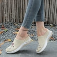 thumbnail image 4 of Floleo Women's Backless Slip On Floral Embroidery Knit Mule Sneakers, Breathable Mesh Wedge Sole Casual Daily Walking Footwear(Beige,5.5), 4 of 7