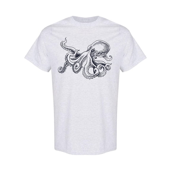 Realistic Vintage Octopus Sketch T-Shirt Men -Image by Shutterstock, Male Small