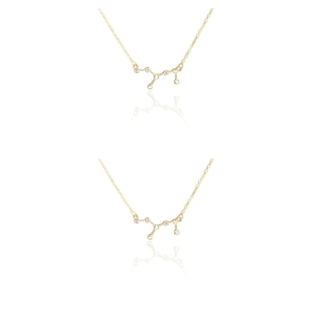 Qarigey Collar del zodiaco con tema de constelaciones Ins, diamantes de imitación exquisitos con tarjeta de exhibición, colgante de cadena de joyería, Virgo oro 2piezas Qarigey CBP222158