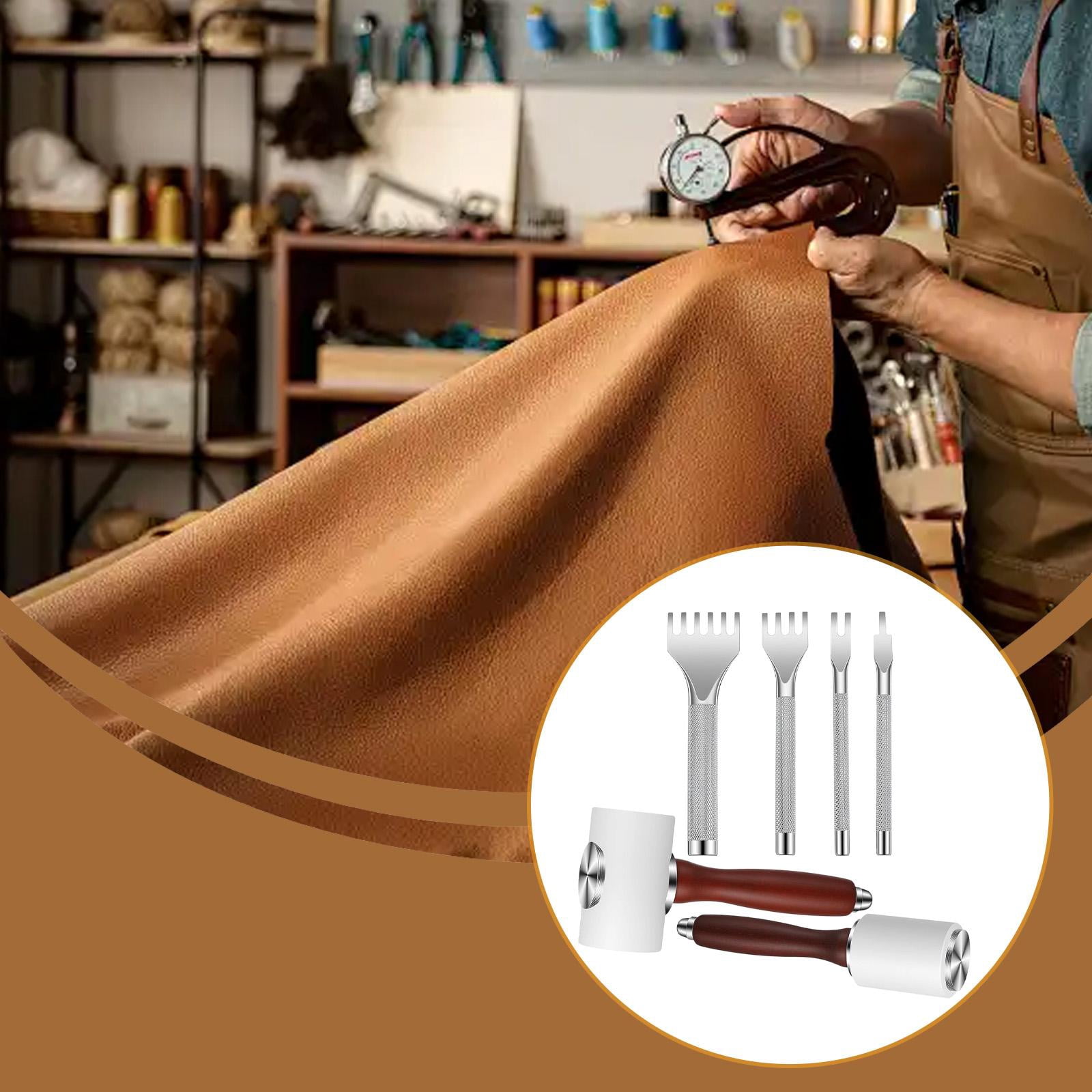 FVDPWYE 6 Pieces PU Leather Carving Hammer High Hardness Wooden Handle Punching Tool