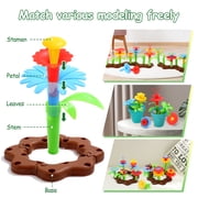 CUTE STONE Kids Gardening Tool Set with Wheelbarrow, Watering Can & Flower Building Toys, Pretend Play Indoor & Outdoor Garden Toy for Boys & Girls Ages 3+