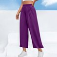 thumbnail image 2 of Hueook Womens Sweatpants Winter Pants Women's Sports Wide Leg Pants Solid Color Loose Straight Leg Pants Purple XL, 2 of 7