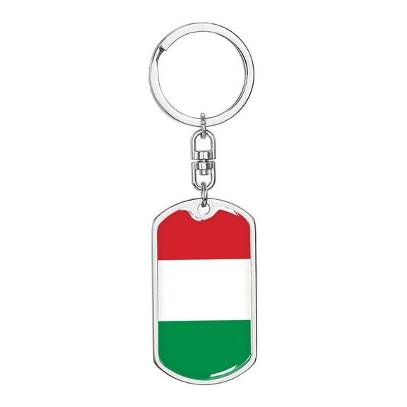 Hungary Flag Keychain Dog Tag Stainless Steel or 18k Gold