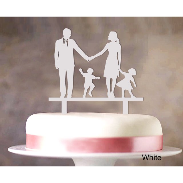 Wedding Cake Topper Family Silhouette Bride And Groom With Child Cake Toppers Color Option Available 6-7 Inches Wide