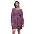 thumbnail image 1 of Bimba Pink Snow Flakes Floral Floral Print Button Down Long Sleeve Midi Dress Women Clothing-Medium, 1 of 7