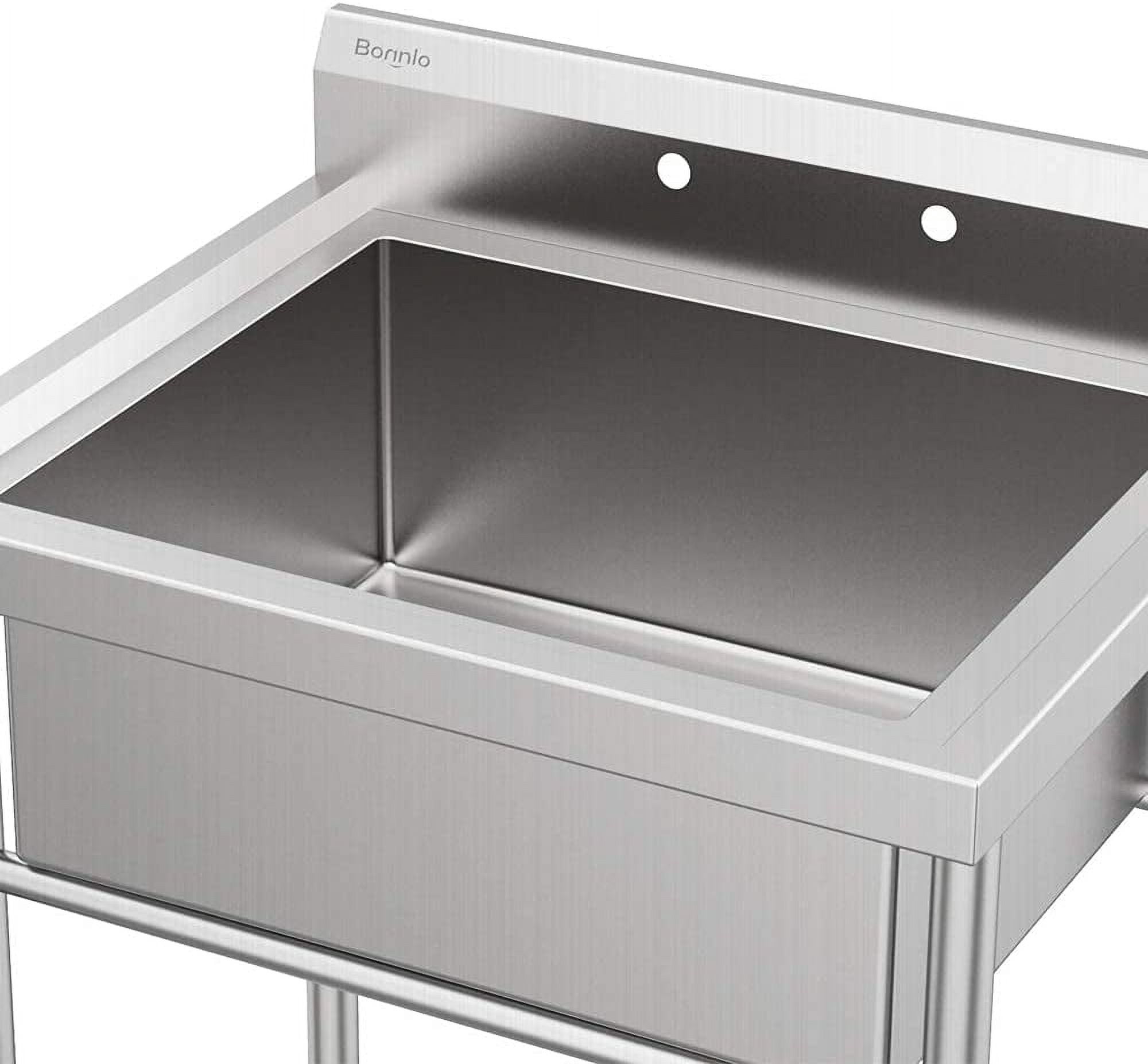 VINGLI Upgraded Free Standing 304 Stainless Steel Utility Sinks for Laundry Room with Backsplash, Industrial Garage Sink Commercial Sink for Restaurant, Workshop – 28" W x 24" D x 40.2" H