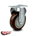 thumbnail image 2 of 4 Inch Maroon Polyurethane Wheel Rigid Top Plate Caster Service Caster Brand, 2 of 2