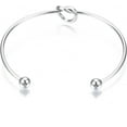 thumbnail image 3 of 1 Brazalete abierto con cuentas redondas en los extremos, acero inoxidable, nudo de amor, brazalete para hacer pulseras abiertas, brazalete semiabierto para mujer, joyería DIY, 3 of 4