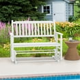 thumbnail image 4 of Costway Patio Glider Loveseat Chair Swing Rocking Bench with Slatted Seat & Curved Backrest White, 4 of 10