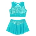 thumbnail image 4 of iixpin Kids Girls Jazz Ballet Modern Lyrical Dance Costume Cheerleading Sequin Tank Tops with Skirt Set Blue Green 12, 4 of 6