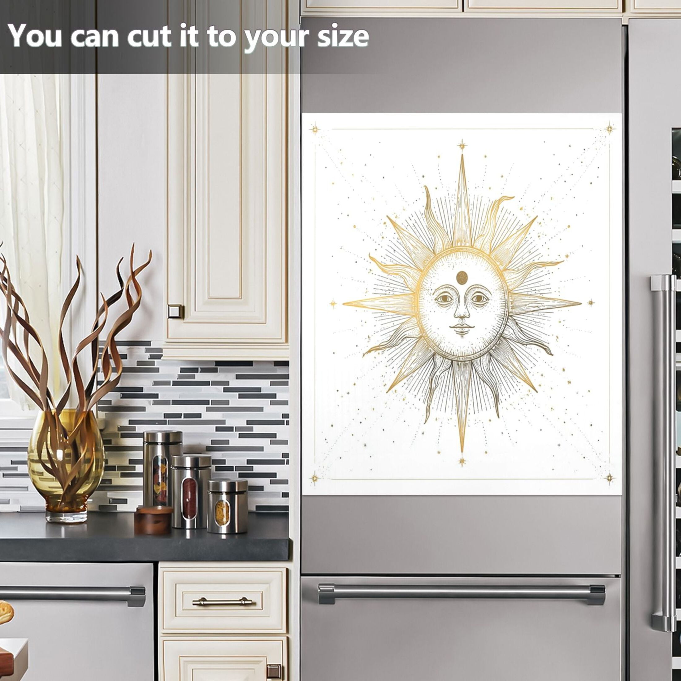 IAUYY Magnetic decorative sticker - 23x26 Inch PVC Refrigerator Decorative Cover, Removable DIY Art for Kitchen Appliances A Line Drawing