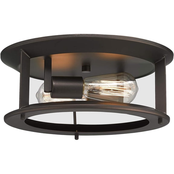 Emliviar 2-Light Industrial Ceiling Light Flush Mount, Oil Rubbed Bronze Finish, YE19108-F2 ORB