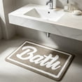 thumbnail image 6 of KOYPTL Waffle Bath Mat Boho Flocked Bath Rug Absorbent Non Slip Ultra Soft Bathroom Mats Machine Washable Knit Bath Rugs with Bath Letter for Bathroom Bedroom Kitchen Tub 16*24" Brown, 6 of 6