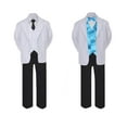 thumbnail image 2 of 5-7pc Formal Black White Suit Set Turquoise Bow Long Tie Vest Boy Baby Kids Sm-20 Teen, 2 of 3