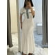 thumbnail image 1 of Vestido largo de punto con botonadura única para mujer, traje elegante de Metal con cuello en V, plisado, ajustado a la cadera, moda urbana, 2024, 1 of 5