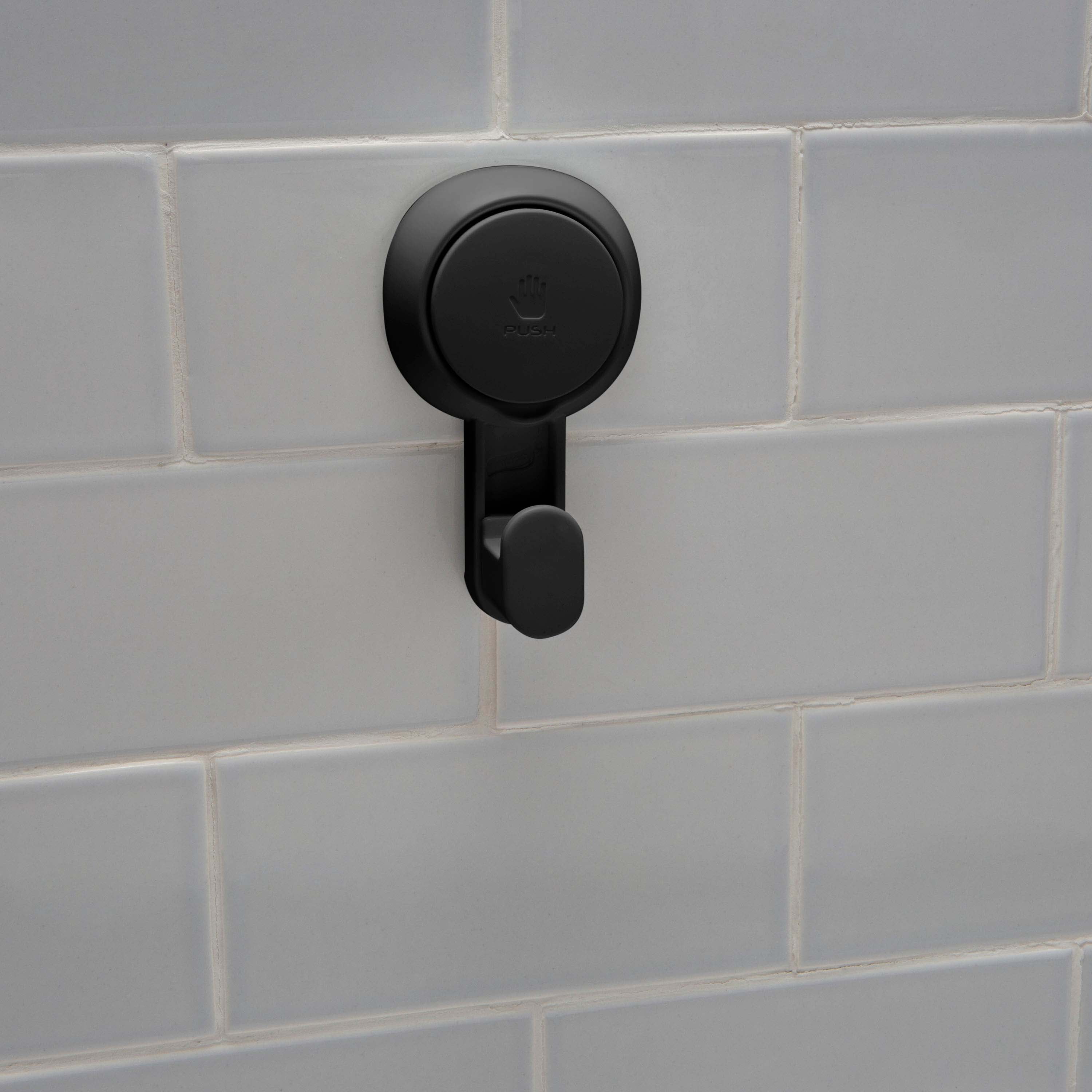 Bath Bliss 4 Pack Gel-Suction Power Hooks in Matte Black