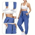 thumbnail image 5 of Wyobmus Womens and Men Quick Dry Sweatpants Lightweight Breathable Elastic Drawstring Waist Sports Joggers With Zipper Pocket Solid Color Workout Pants for Running Fishing Blue, 5 of 9