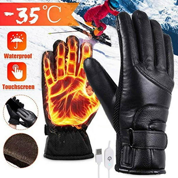 Guantes Calefactables para Hombre y Mujer | Guantes de Invierno Cálidos con Pantalla Táctil y Batería (2023) | Guantes Resistentes Al Viento para Esquí, Camping, Motociclismo con Correa Ajustable | E