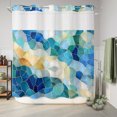 thumbnail image 5 of No Hook Shower Curtain, Blue Green Geometric Shower Curtains for Bathroom with See Through Top Window, Stained Glass Abstract Chic Art Waterproof & Washable Bath Curtain Long 72"x78", 5 of 7