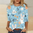 thumbnail image 1 of Weiqiqre Hauts pour Femmes Col Rond Chemise Habillée Imprimé de Pâques Blouse Décontractée Mode Tunique Basique Tendance, 1 of 5