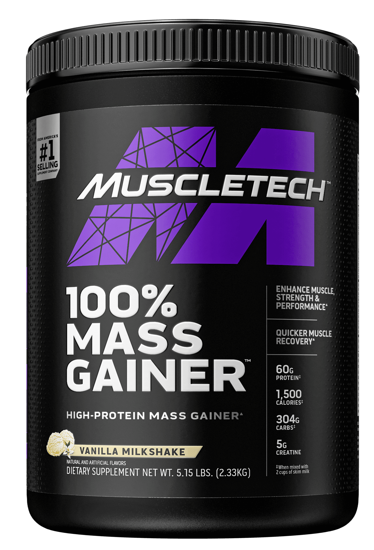 Muscletech Pro Series Mass Gainer, Vanilla, 60g Protein, 5lb, 80oz -  