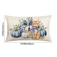 thumbnail image 3 of Halloween Thanksgiving Pumpkin Floral Pillow Cover Polyester Cushion Case Home Decor Sofa Bedroom Living Room Seasonal Holiday Decorative Throw Pillow, 3 of 6