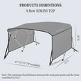 thumbnail image 3 of 4 Bow Bimini Tops for Boat Cover with 1” Aluminum Alloy Frame, Include 2 Straps, 2 Adjustable Rear Support Pole, Zippered Storage Boot, PU Coating Canvas, 3 of 9