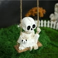 thumbnail image 4 of JIhuahe 3D Skeleton Holding Cat Swing Hanging Ornament, Outdoor Courtyard Halloween Decoration Pendant for Garden Home Scary Atmosphere, 4 of 8