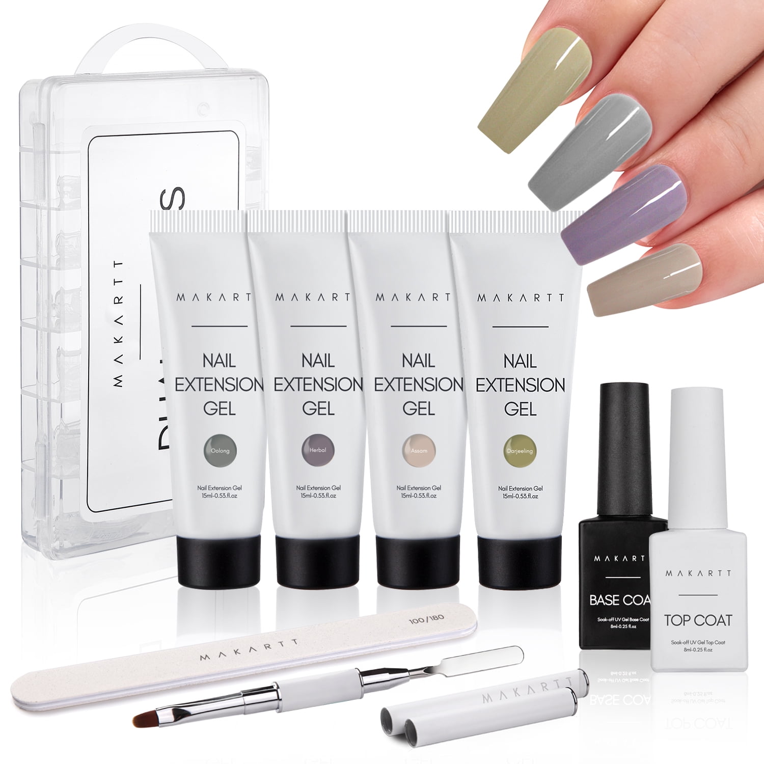 Makartt Poly Nail Gel Kit, High Tea Nail Extension Gel Set with 4