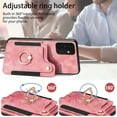 thumbnail image 2 of SaniMore for Samsung Galaxy A13 5G Wallet Case, [RFID Blocking] Elastic Card Slot Vehicle Magnetic PU Leather Ring Holder & Lanyard Stand Money Pocket Cover for Samsung A13 5G, Pink, 2 of 12