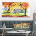 thumbnail image 1 of Autumn Park Yellow Trees Watercolor - Landscape Canvas Art Print, 1 of 3